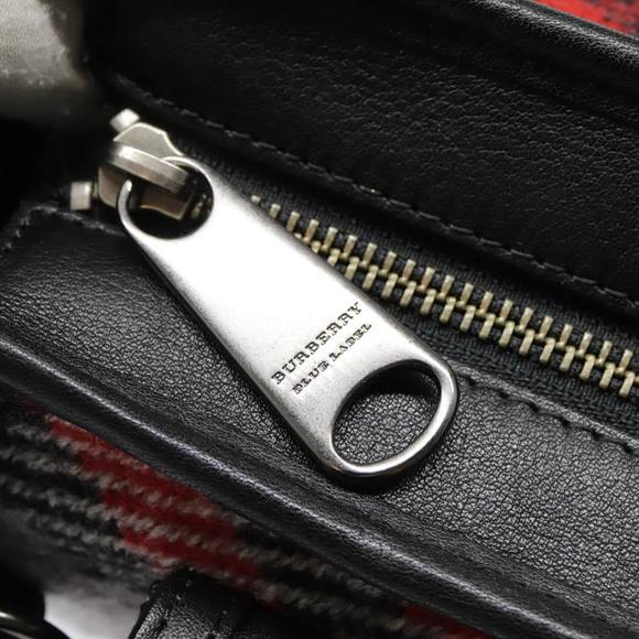 BURBERRY Nova Check Blue Label Chain Hand Bag Wool Gray Auth 92080 - Picture 10 of 16